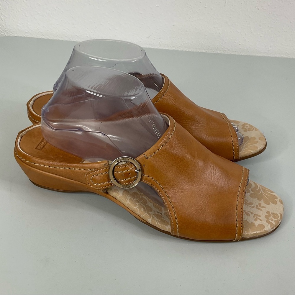 Pikolinos Cognac Brown Leather Slide Sandals‎ Size 42